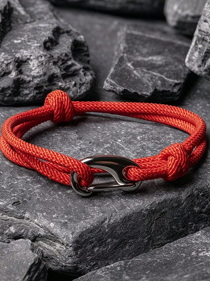 1pc Unisex Adjustable Braided Rope Bracelet, Nautical Sailboat Metal Buckle Durable Nylon Cord Wristband, Casual Outdoor Style Daily Wear Couple Gift