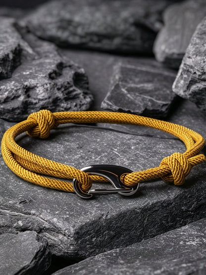 1pc Unisex Adjustable Braided Rope Bracelet, Nautical Sailboat Metal Buckle Durable Nylon Cord Wristband, Casual Outdoor Style Daily Wear Couple Gift