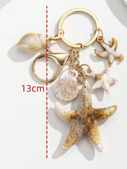 1pc Unisex Dual-Color Acrylic Seashell Keychain Cloud Small Conch Shell Starfish Pendant Summer Beach Series Gift For Friends Key Chain Charm