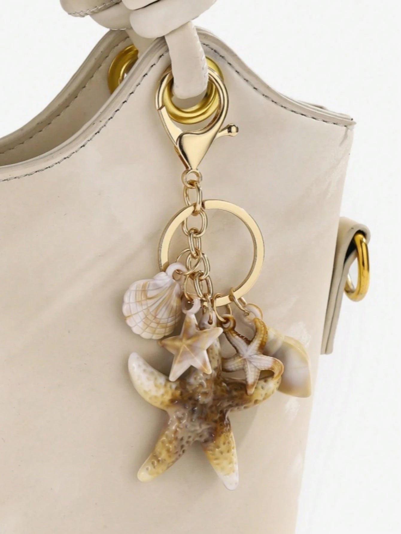 1pc Unisex Dual-Color Acrylic Seashell Keychain Cloud Small Conch Shell Starfish Pendant Summer Beach Series Gift For Friends Key Chain Charm