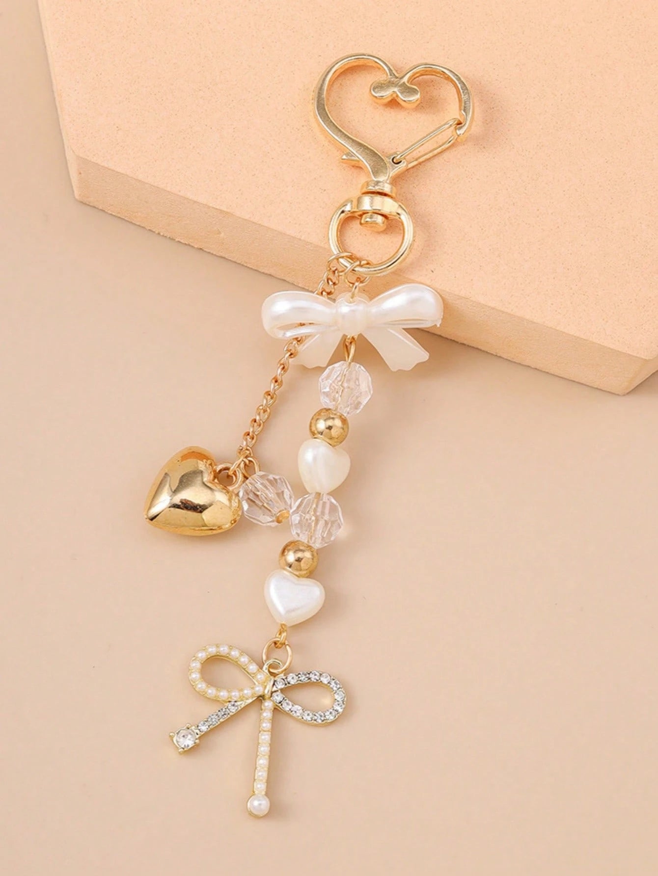 1pc Unisex Faux Pearl Bow Keychain Pendant Beach Vacation Series Gift For Friends Keychain Accessory Car Accessories For Woman Gifts For Women