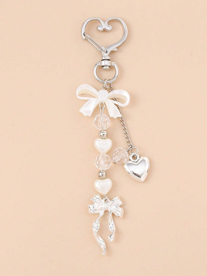 1pc Unisex Faux Pearl Bow Keychain Pendant Beach Vacation Series Gift For Friends Keychain Accessory Car Accessories For Woman Gifts For Women