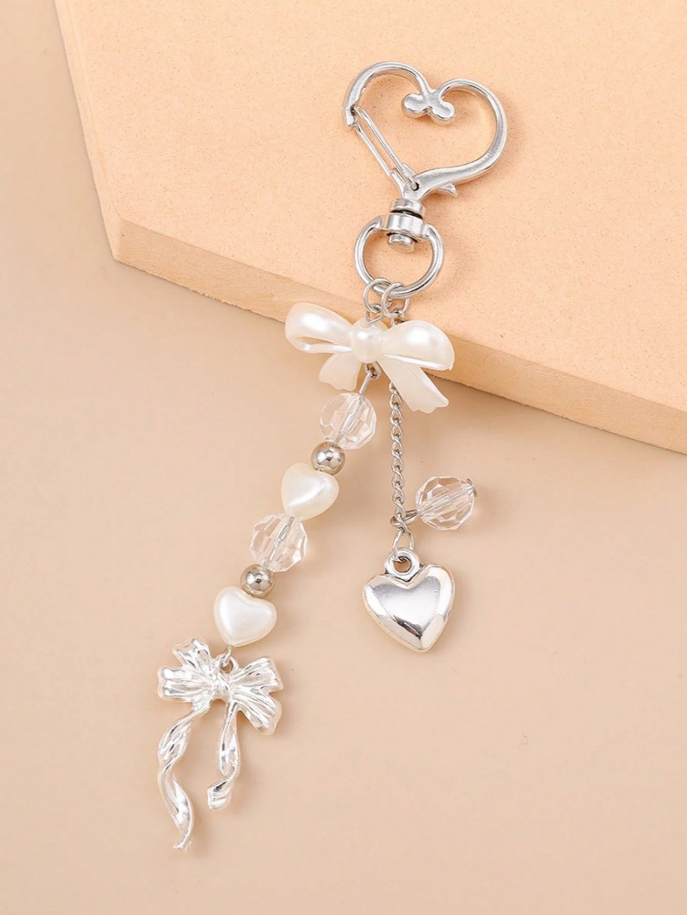 1pc Unisex Faux Pearl Bow Keychain Pendant Beach Vacation Series Gift For Friends Keychain Accessory Car Accessories For Woman Gifts For Women