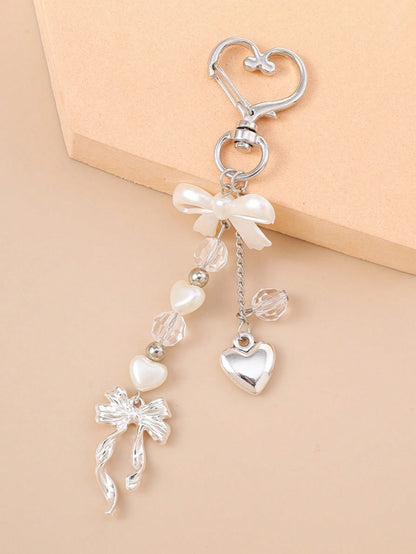 1pc Unisex Faux Pearl Bow Keychain Pendant Beach Vacation Series Gift For Friends Keychain Accessory Car Accessories For Woman Gifts For Women