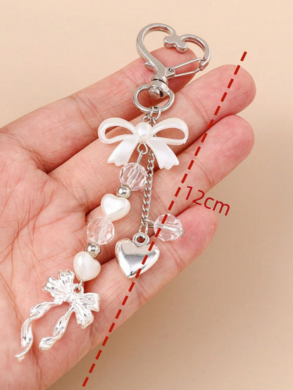 1pc Unisex Faux Pearl Bow Keychain Pendant Beach Vacation Series Gift For Friends Keychain Accessory Car Accessories For Woman Gifts For Women