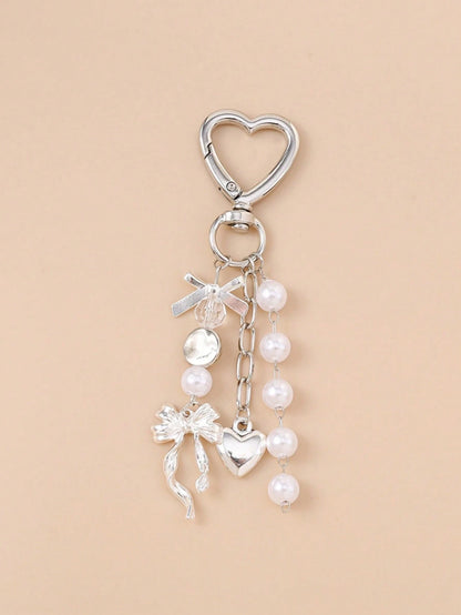 1pc Unisex Faux Pearl Bow Keychain Pendant Beach Vacation Series Gift For Friends Keychain Accessory Car Accessories For Woman Gifts For Women