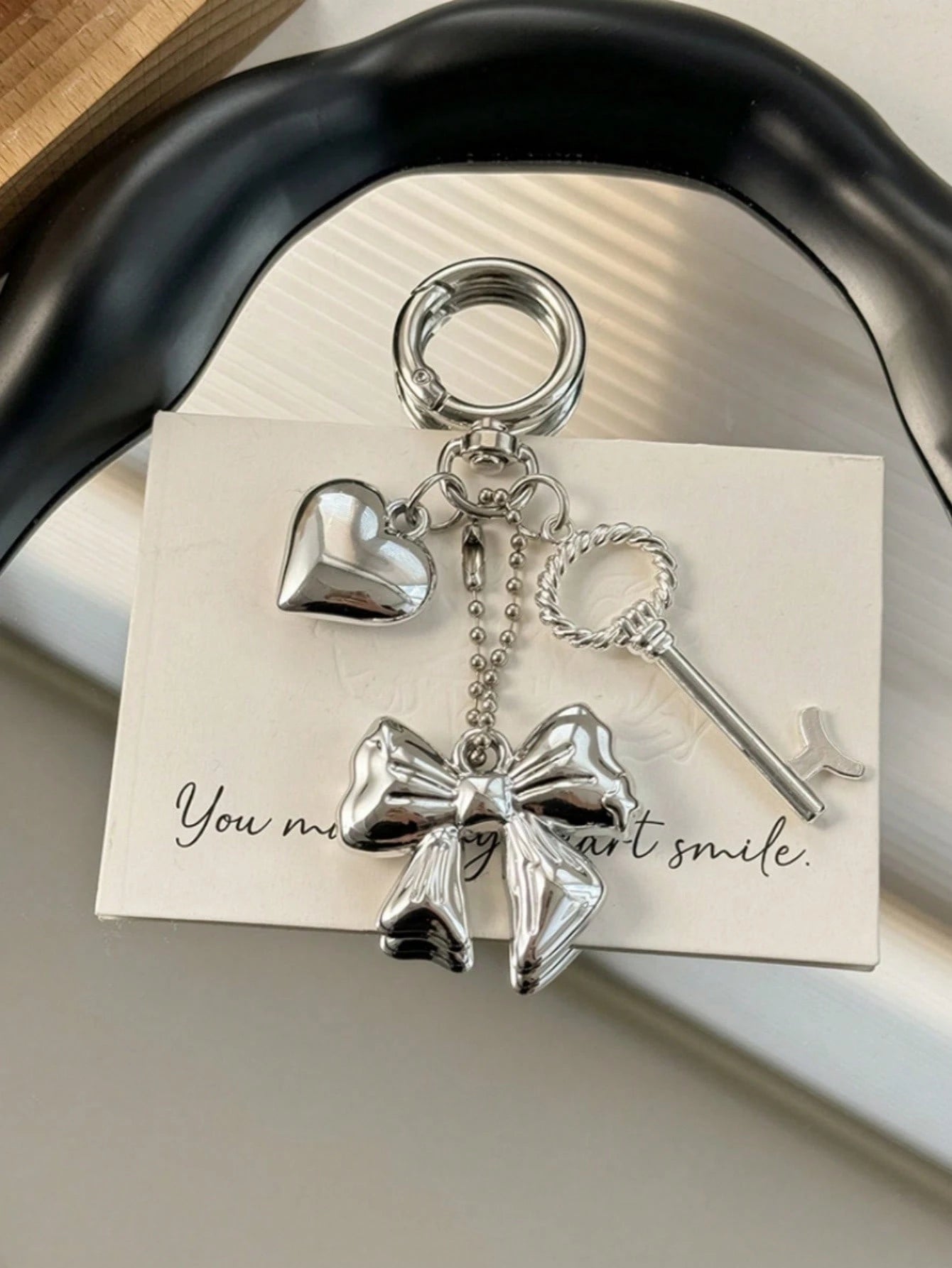 1pc Unisex Unique Design Metal Style Keychain Silver Heart Bear Keyring Gift For Friends Couples Bag Charm Purse Charm Y2K
