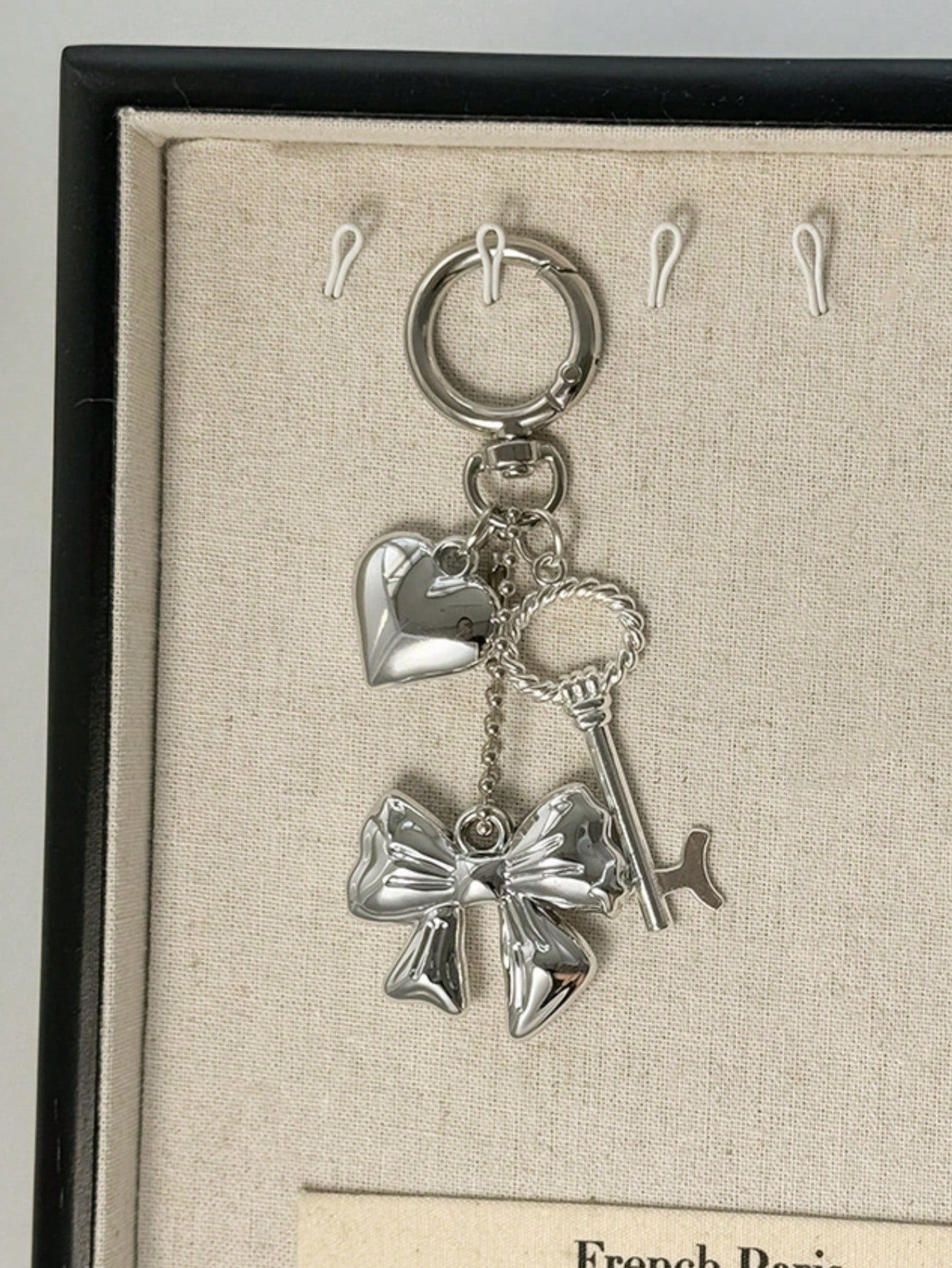 1pc Unisex Unique Design Metal Style Keychain Silver Heart Bear Keyring Gift For Friends Couples Bag Charm Purse Charm Y2K