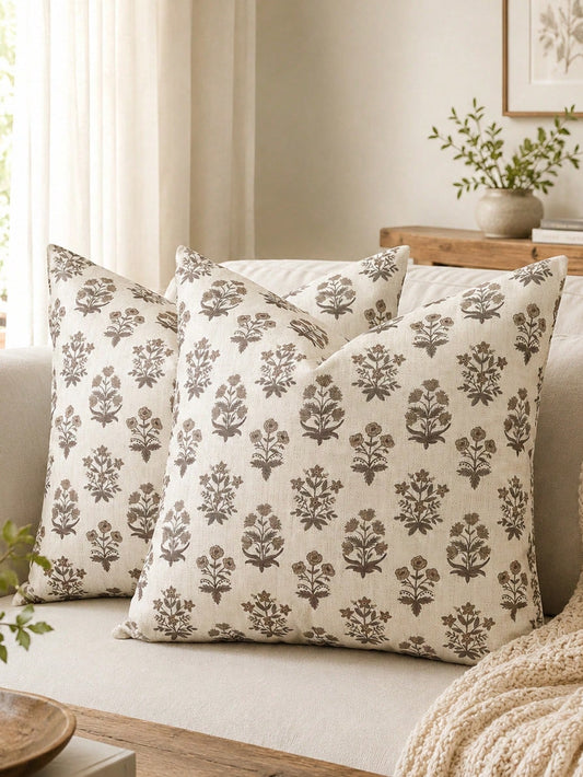 1pc Vintage Floral Cushion Covers, Modern Country-Style Printed Decorative Cushion Covers, Suitable For Sofas, Beds, And Living Rooms