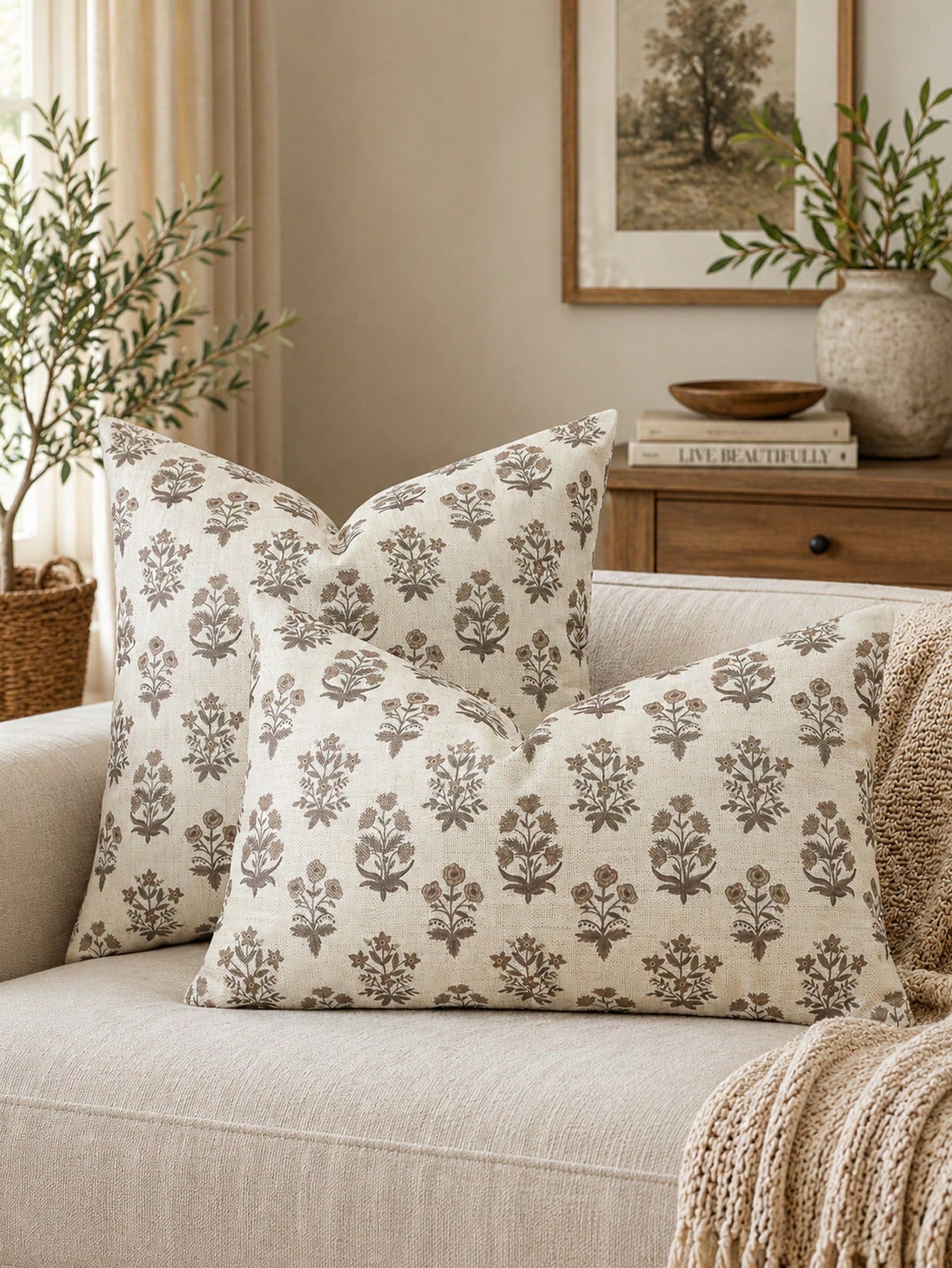 1pc Vintage Floral Cushion Covers, Modern Country-Style Printed Decorative Cushion Covers, Suitable For Sofas, Beds, And Living Rooms