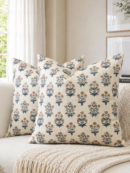 1pc Vintage Floral Cushion Covers, Modern Country-Style Printed Decorative Cushion Covers, Suitable For Sofas, Beds, And Living Rooms