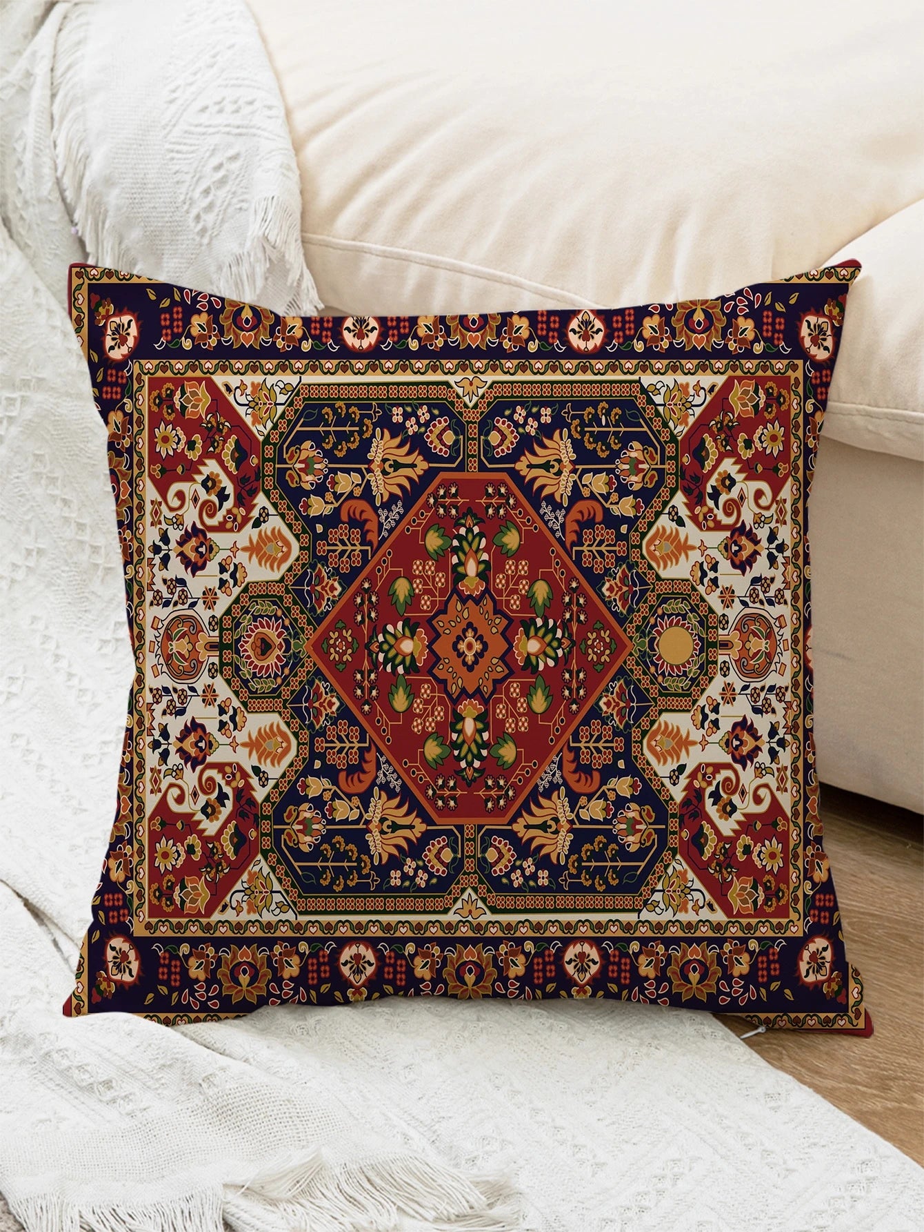 1pc Vintage Pattern Cushion Cover Without Filler, Modern Fabric Decorative Throw Pillow Cover For Home