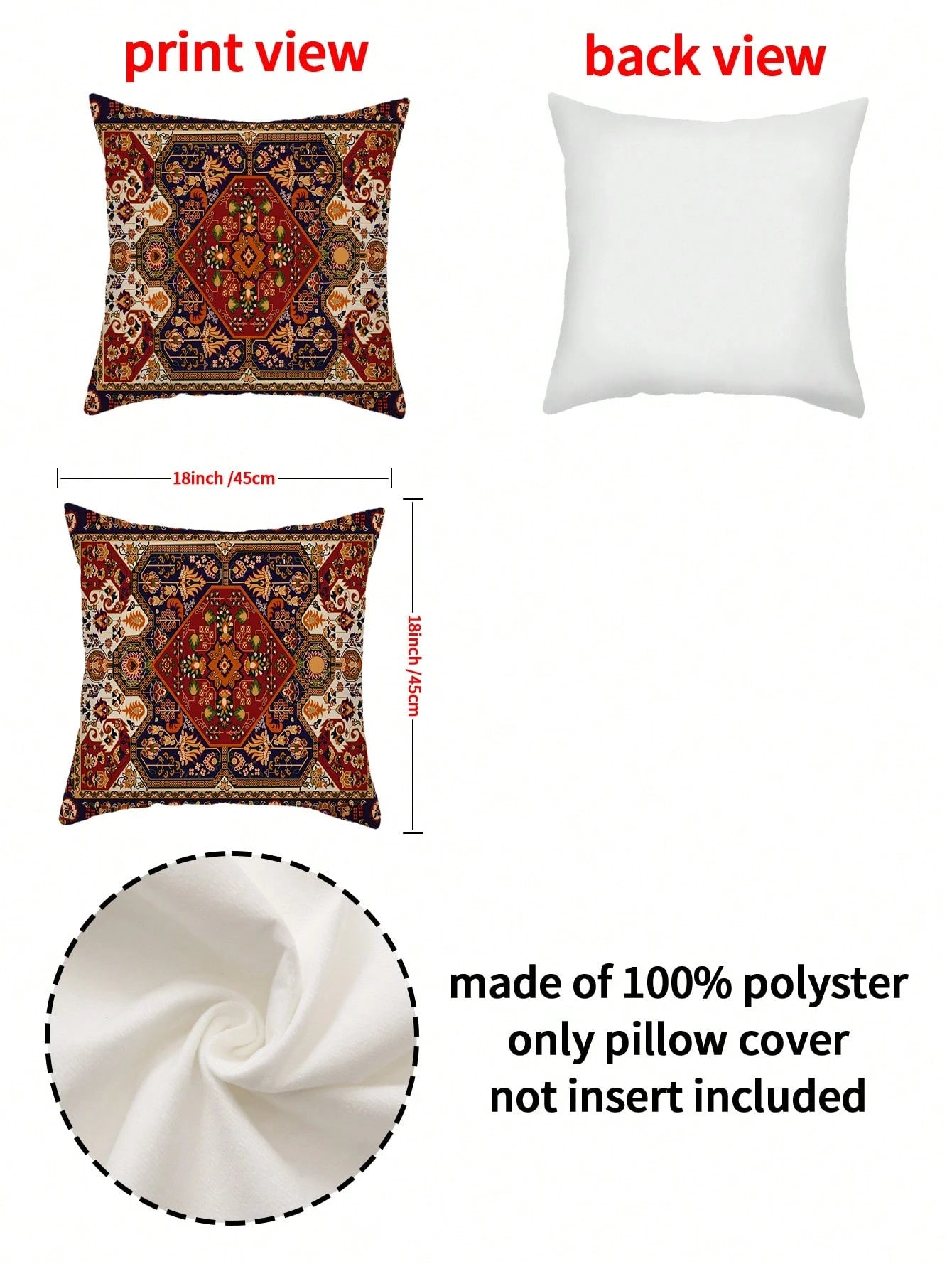 1pc Vintage Pattern Cushion Cover Without Filler, Modern Fabric Decorative Throw Pillow Cover For Home
