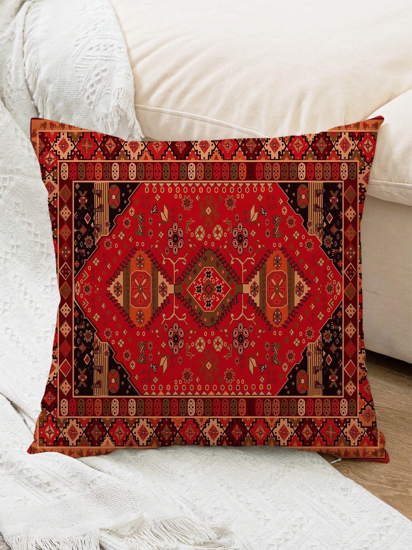 1pc Vintage Pattern Cushion Cover Without Filler, Modern Fabric Decorative Throw Pillow Cover For Home