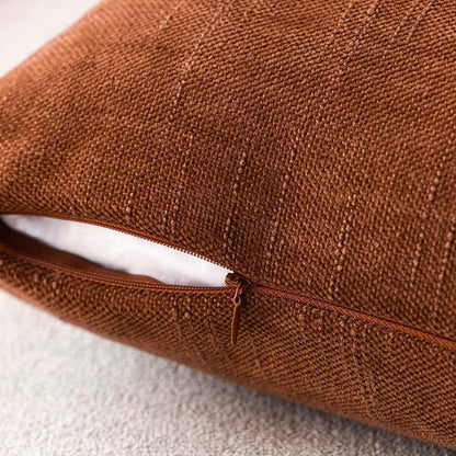 1pc Vintage Textured Bright Orange (Without Filler) Throw Pillow Cover, Luxury Soft Boho Style Chenille Cushion Slipcover Suitable For Sofa, Bed, Car, Dining Chair, Living Room, Bedroom, Floor, Bench