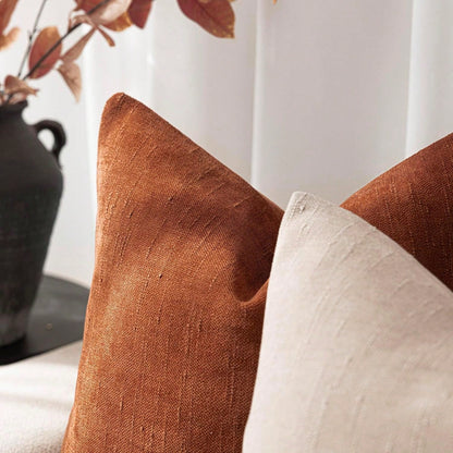 1pc Vintage Textured Bright Orange (Without Filler) Throw Pillow Cover, Luxury Soft Boho Style Chenille Cushion Slipcover Suitable For Sofa, Bed, Car, Dining Chair, Living Room, Bedroom, Floor, Bench