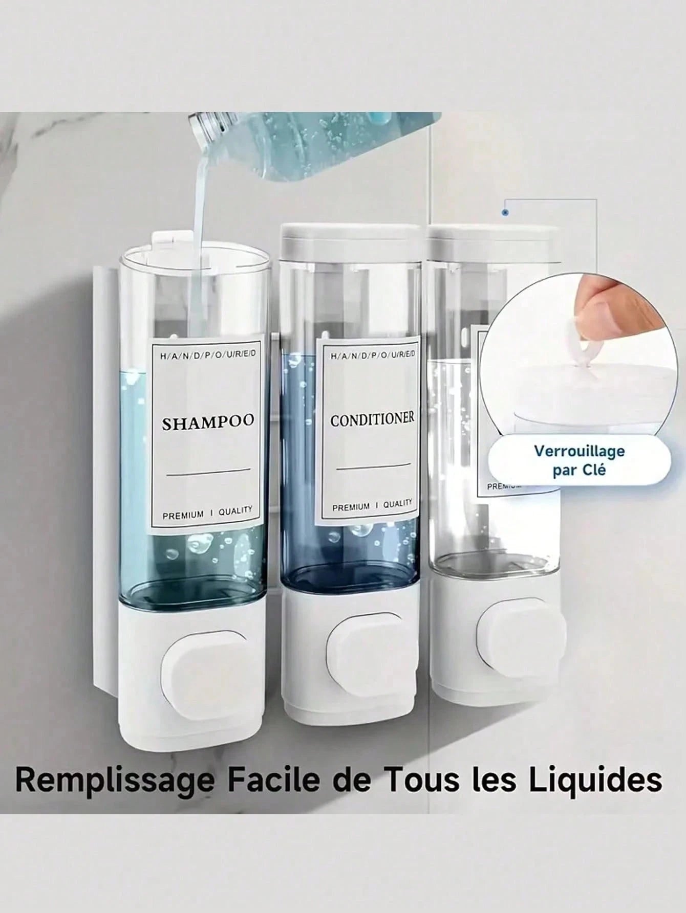 1pc Wall-Mounted Bathroom Soap Dispenser, Can Hold Shower Gel, Shampoo And Conditioner- Suitable For Hand Washing, Showering And Hair Care- With Pump Head Bottle And Soap Dispenser Tray, Hotel Style