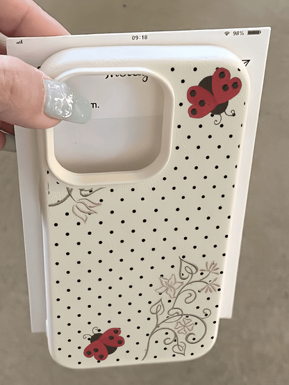 1pc White Ladybug Polka Dot Minimalist Personalized TPU Anti-Drop Soft Full Coverage Phone Case Compatible With Apple 17 16 15 14 13 12 11 Pro Max Air And Series