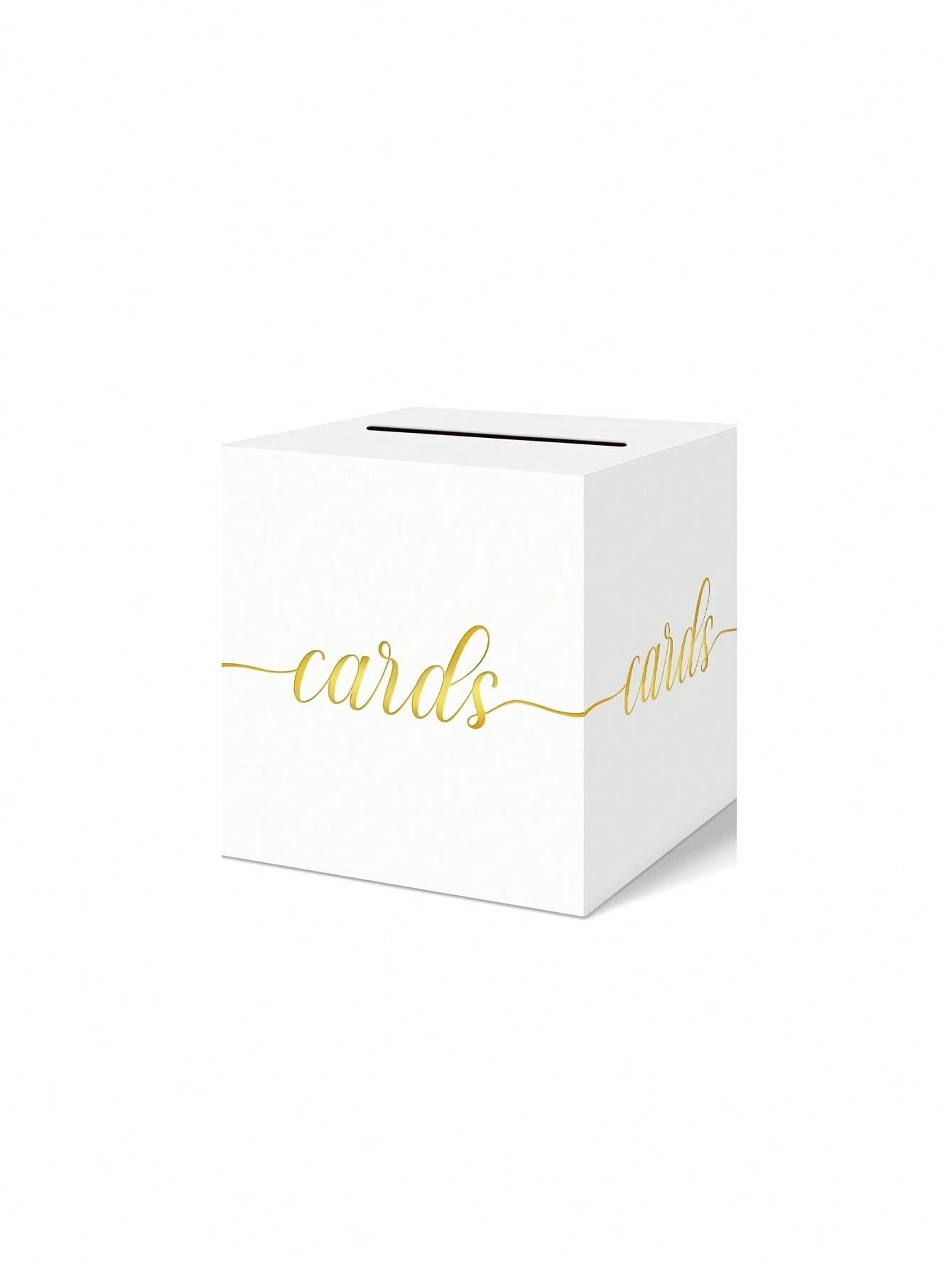 1pc White With Gold Foil Opening Gift Box- Elegant Square Gift Card/Red Envelope Box, Suitable For Baby Shower, First Birthday Party, Gender Reveal Party, Baptism, Wedding Table Decor And Party Suppl