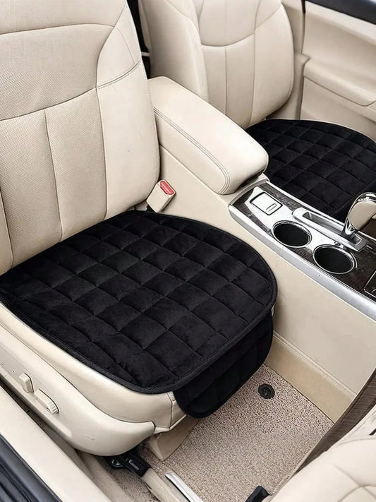 1pc Whole-Piece Open-Back Plush Car Seat Cushion- Made Of Breathable Memory Foam Fabric, Suitable For All Seasons, Exceptionally Comfortable; Non-Slip Rubber Base; Fits All Sedans, SUVs, Trucks And O