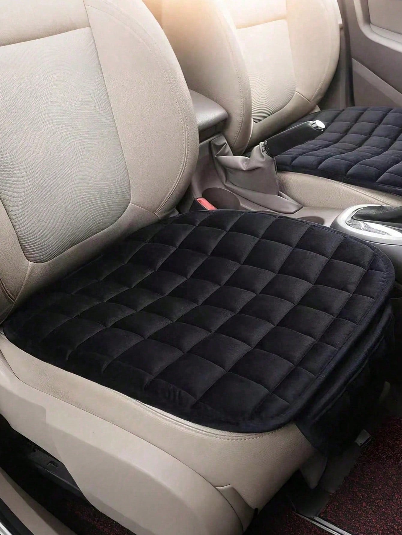 1pc Whole-Piece Open-Back Plush Car Seat Cushion- Made Of Breathable Memory Foam Fabric, Suitable For All Seasons, Exceptionally Comfortable; Non-Slip Rubber Base; Fits All Sedans, SUVs, Trucks And O