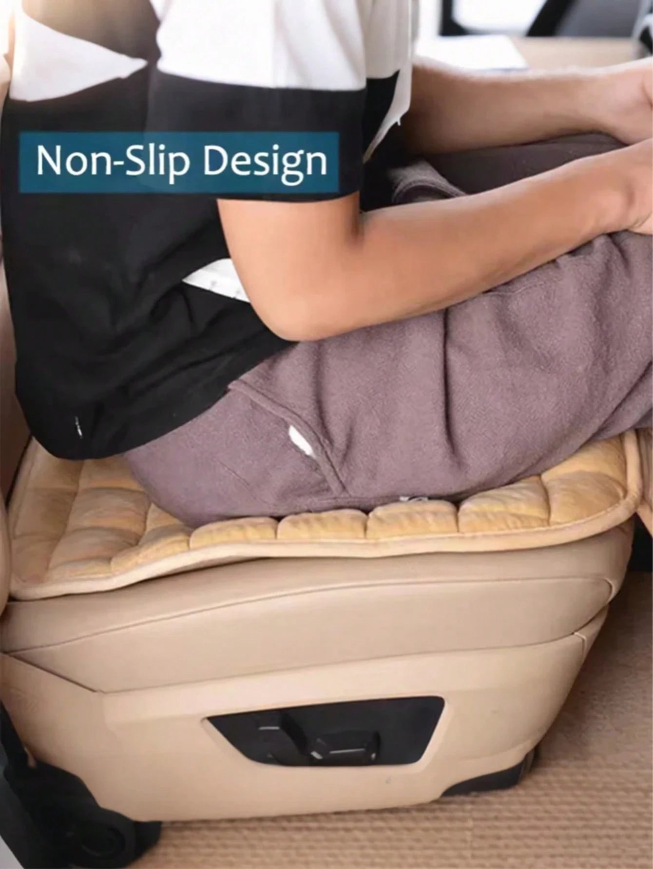 1pc Whole-Piece Open-Back Plush Car Seat Cushion- Made Of Breathable Memory Foam Fabric, Suitable For All Seasons, Exceptionally Comfortable; Non-Slip Rubber Base; Fits All Sedans, SUVs, Trucks And O