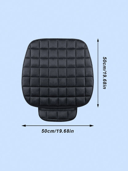 1pc Whole-Piece Open-Back Plush Car Seat Cushion- Made Of Breathable Memory Foam Fabric, Suitable For All Seasons, Exceptionally Comfortable; Non-Slip Rubber Base; Fits All Sedans, SUVs, Trucks And O