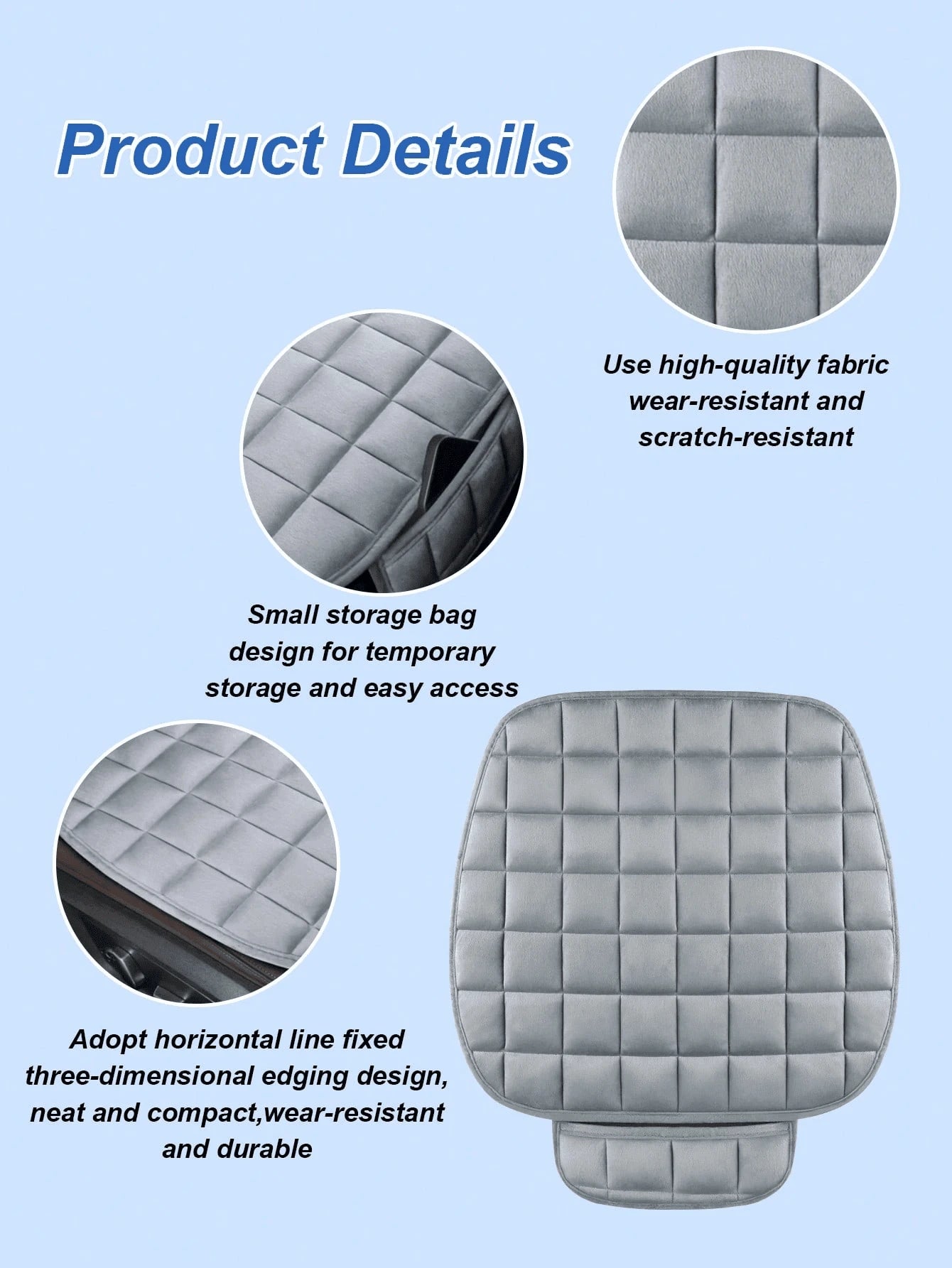 1pc Whole-Piece Open-Back Plush Car Seat Cushion- Made Of Breathable Memory Foam Fabric, Suitable For All Seasons, Exceptionally Comfortable; Non-Slip Rubber Base; Fits All Sedans, SUVs, Trucks And O