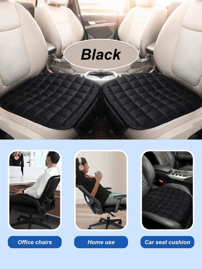 1pc Whole-Piece Open-Back Plush Car Seat Cushion- Made Of Breathable Memory Foam Fabric, Suitable For All Seasons, Exceptionally Comfortable; Non-Slip Rubber Base; Fits All Sedans, SUVs, Trucks And O