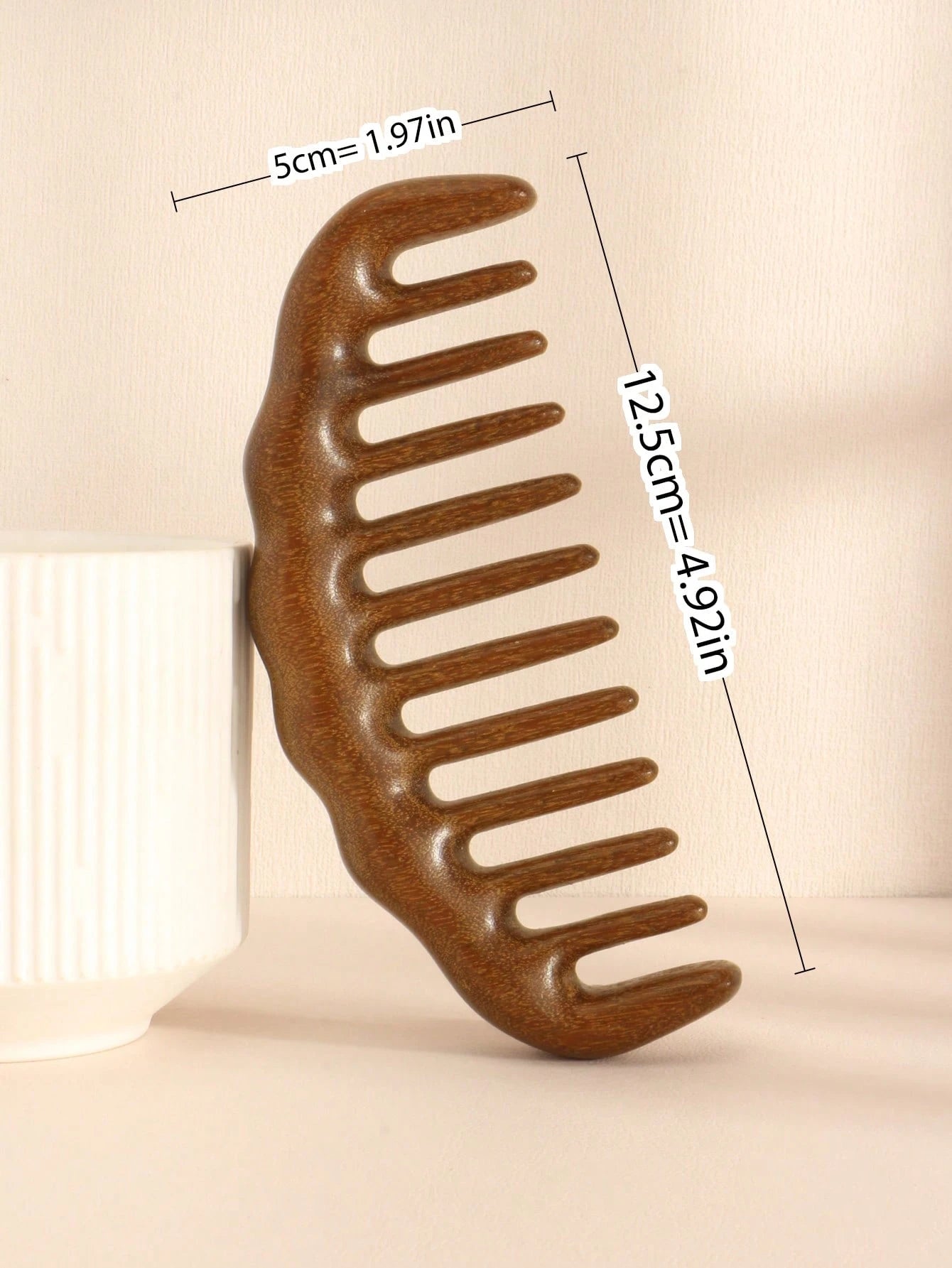 1pc Wide-Tooth Comb, Natural Sandalwood Material, Coarse Teeth Head Massage Comb, Static-Free Suitable For Curly, Permed And Straight Hair, Home Styling Comb For Women,Hair Brush,Comb,Hair Tools,Hair