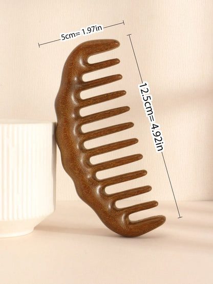 1pc Wide-Tooth Comb, Natural Sandalwood Material, Coarse Teeth Head Massage Comb, Static-Free Suitable For Curly, Permed And Straight Hair, Home Styling Comb For Women,Hair Brush,Comb,Hair Tools,Hair
