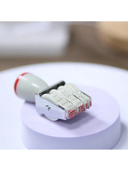 1pc With Black Ink Pad Rubber Stamp Date Stamp, Office Stamp, Rotary Stamp, Accounting & Receiving Stamp, Office Supplies Back To School,Back To School,School Supplies