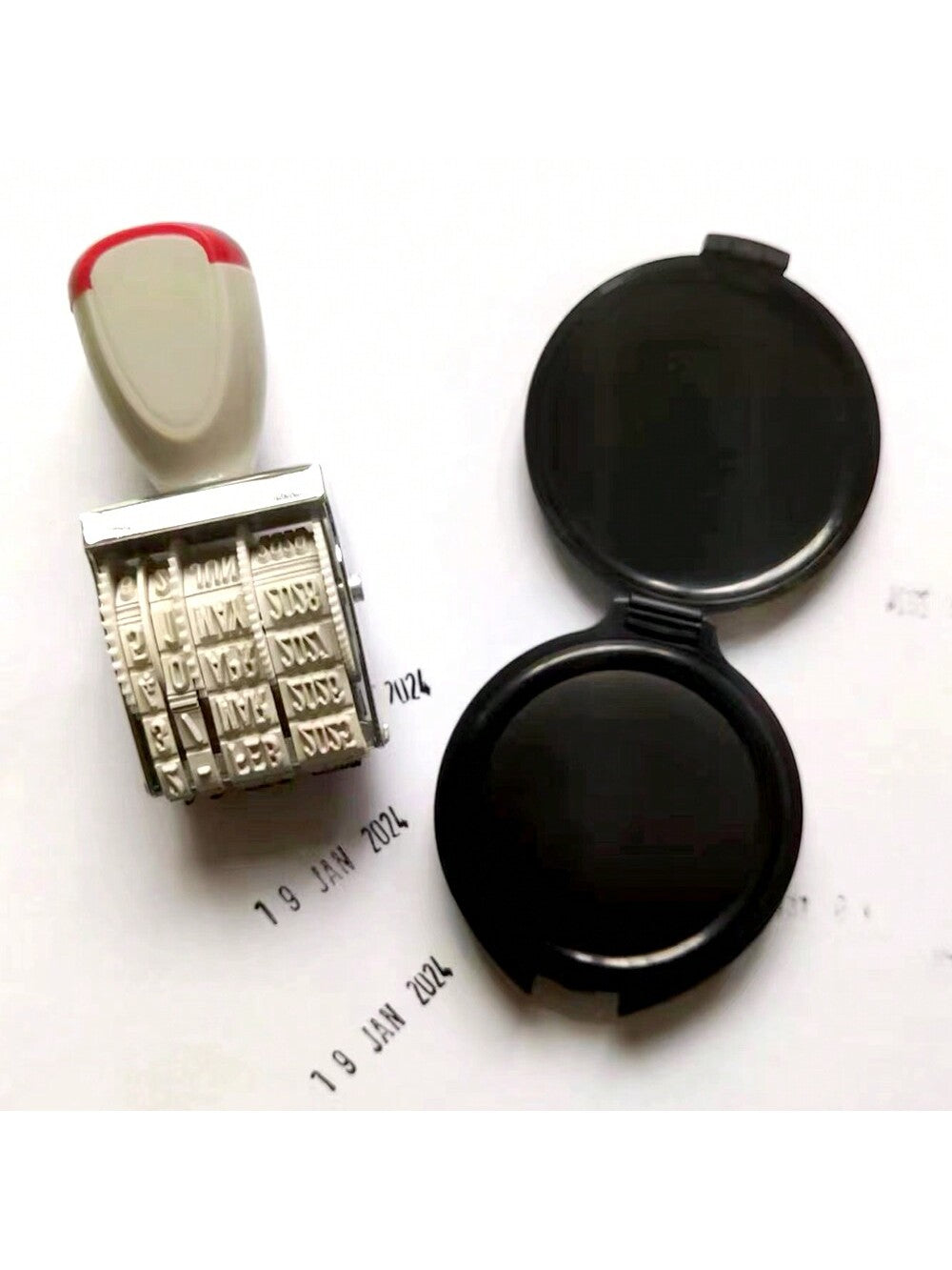 1pc With Black Ink Pad Rubber Stamp Date Stamp, Office Stamp, Rotary Stamp, Accounting & Receiving Stamp, Office Supplies Back To School,Back To School,School Supplies