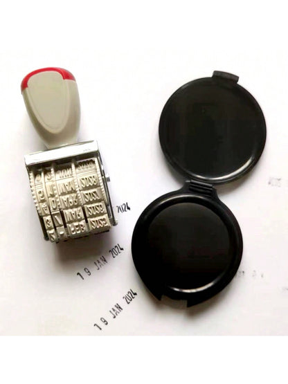 1pc With Black Ink Pad Rubber Stamp Date Stamp, Office Stamp, Rotary Stamp, Accounting & Receiving Stamp, Office Supplies Back To School,Back To School,School Supplies