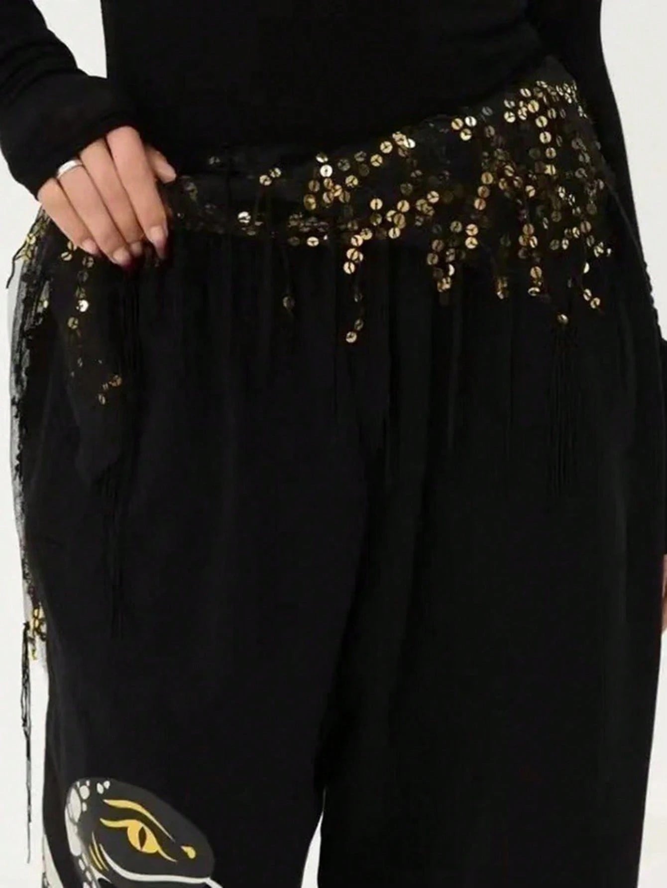1pc Women Belly Dance Costume, Sequin Fringe Belly Dance Hip Scarf, Belly Dance/Thai/Arabic Dance Skirt Belt