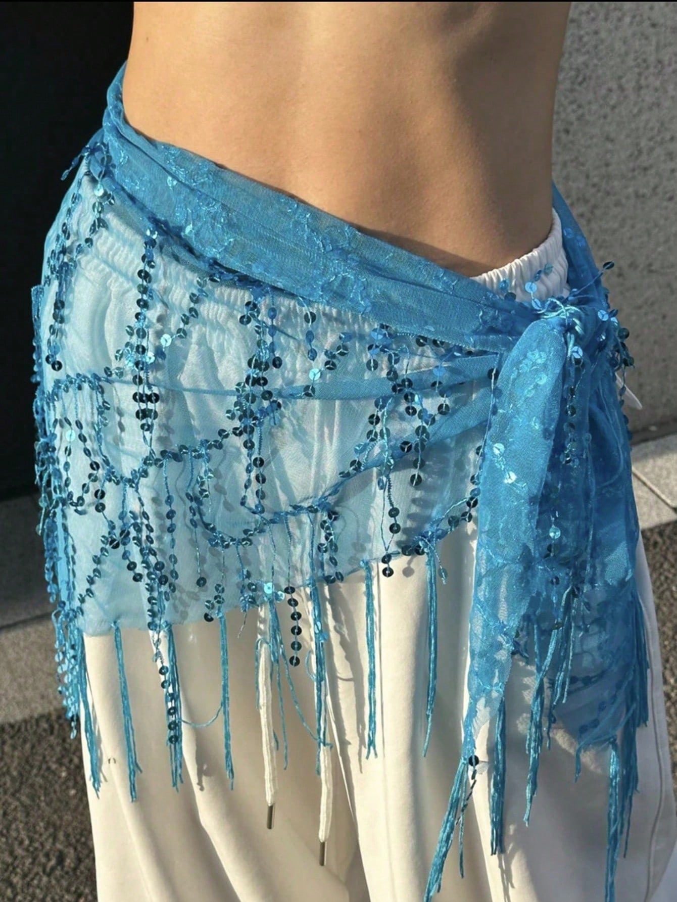 1pc Women Belly Dance Costume, Sequin Fringe Belly Dance Hip Scarf, Belly Dance/Thai/Arabic Dance Skirt Belt