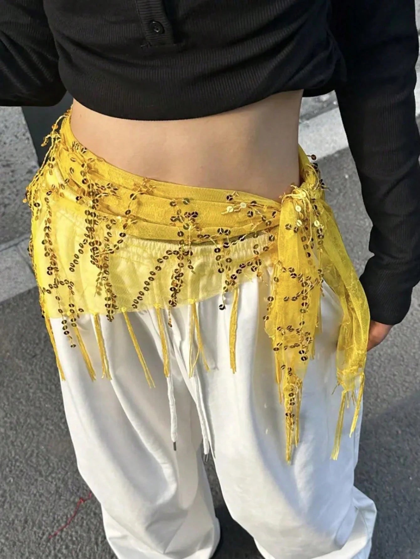 1pc Women Belly Dance Costume, Sequin Fringe Belly Dance Hip Scarf, Belly Dance/Thai/Arabic Dance Skirt Belt