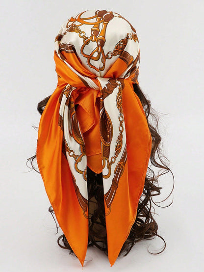 1pc Women's Bohemian Vintage Leopard Print Bandana Headscarf, Casual Elegant Headscarf For Daily Wear, Sun Protection Shawl, Beach Vacation