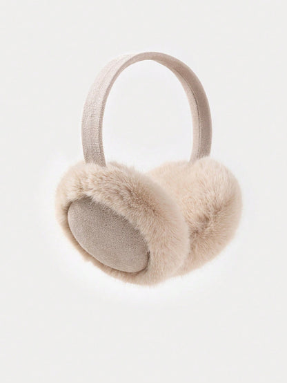 1pc Women's Deer Plush Plush Ruched Minimalist Ear Warmer, Fall/ Winter