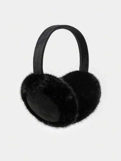 1pc Women's Deer Plush Plush Ruched Minimalist Ear Warmer, Fall/ Winter