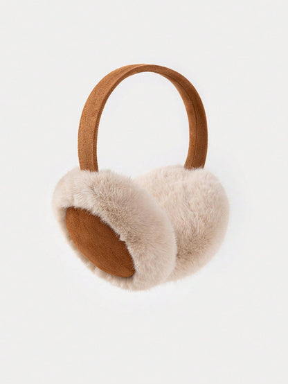 1pc Women's Deer Plush Plush Ruched Minimalist Ear Warmer, Fall/ Winter