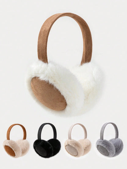 1pc Women's Deer Plush Plush Ruched Minimalist Ear Warmer, Fall/ Winter
