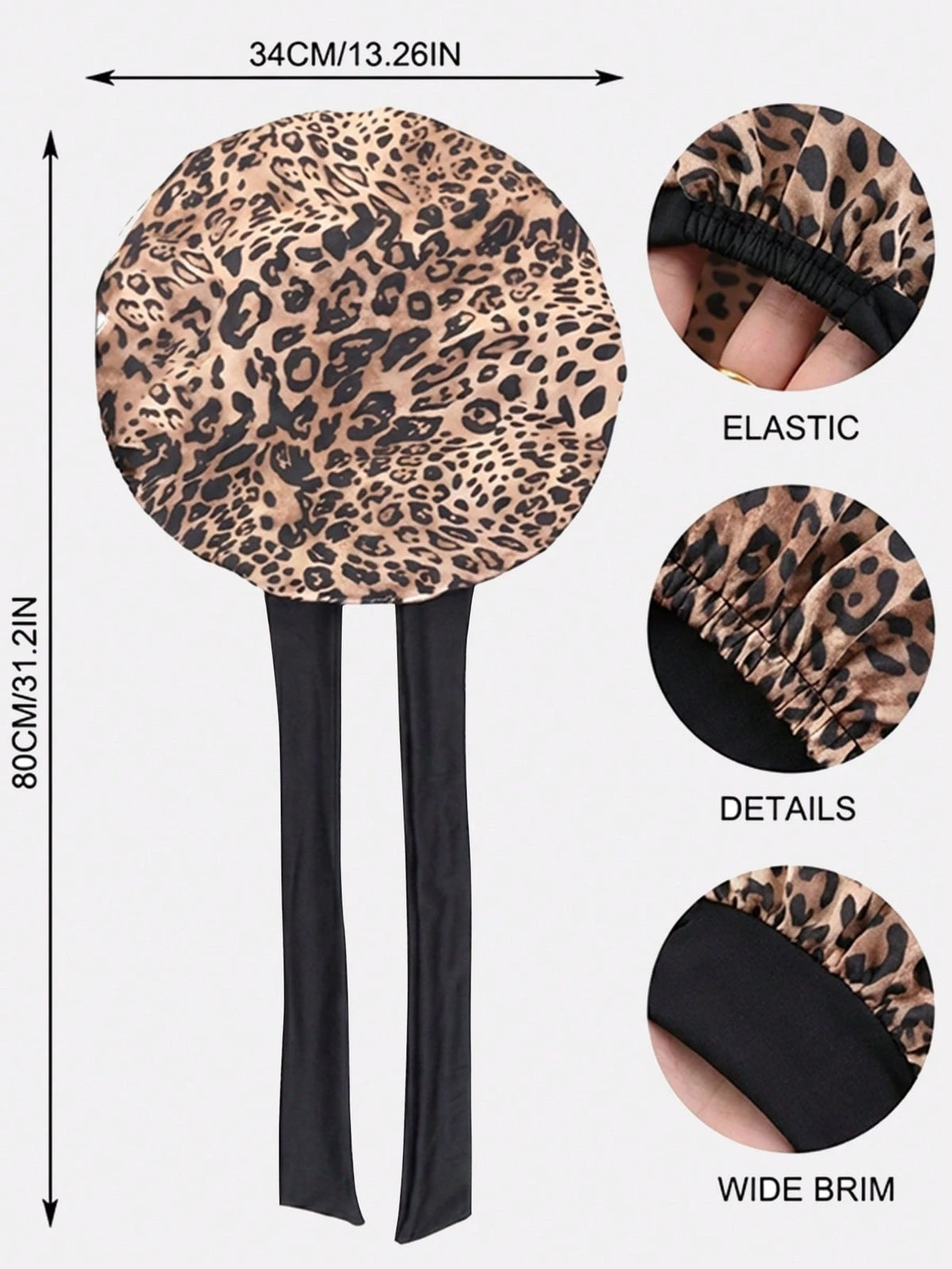 1pc Women's Elastic Ribbon Satin Round Cap, Polyester Sleeping/Makeup Cap, Suitable For Daily Use