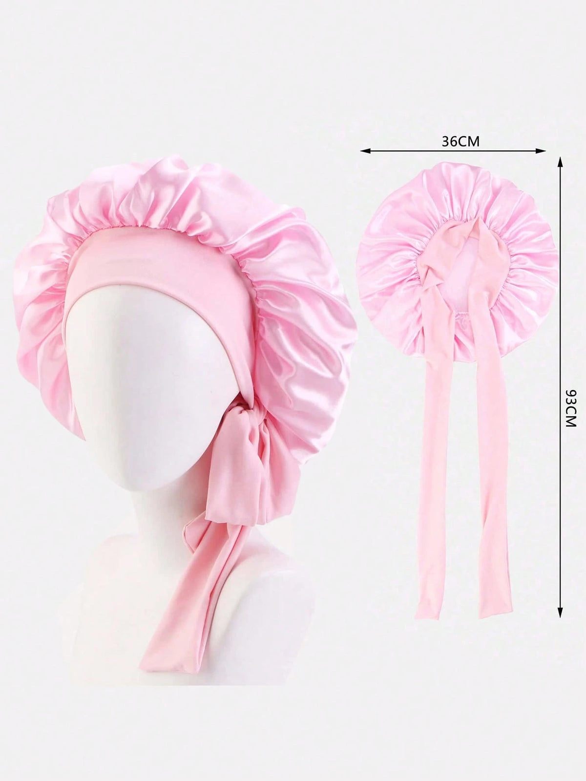 1pc Women's Elastic Ribbon Satin Round Cap, Polyester Sleeping/Makeup Cap, Suitable For Daily Use