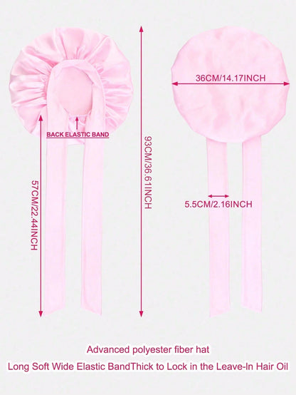 1pc Women's Elastic Ribbon Satin Round Cap, Polyester Sleeping/Makeup Cap, Suitable For Daily Use