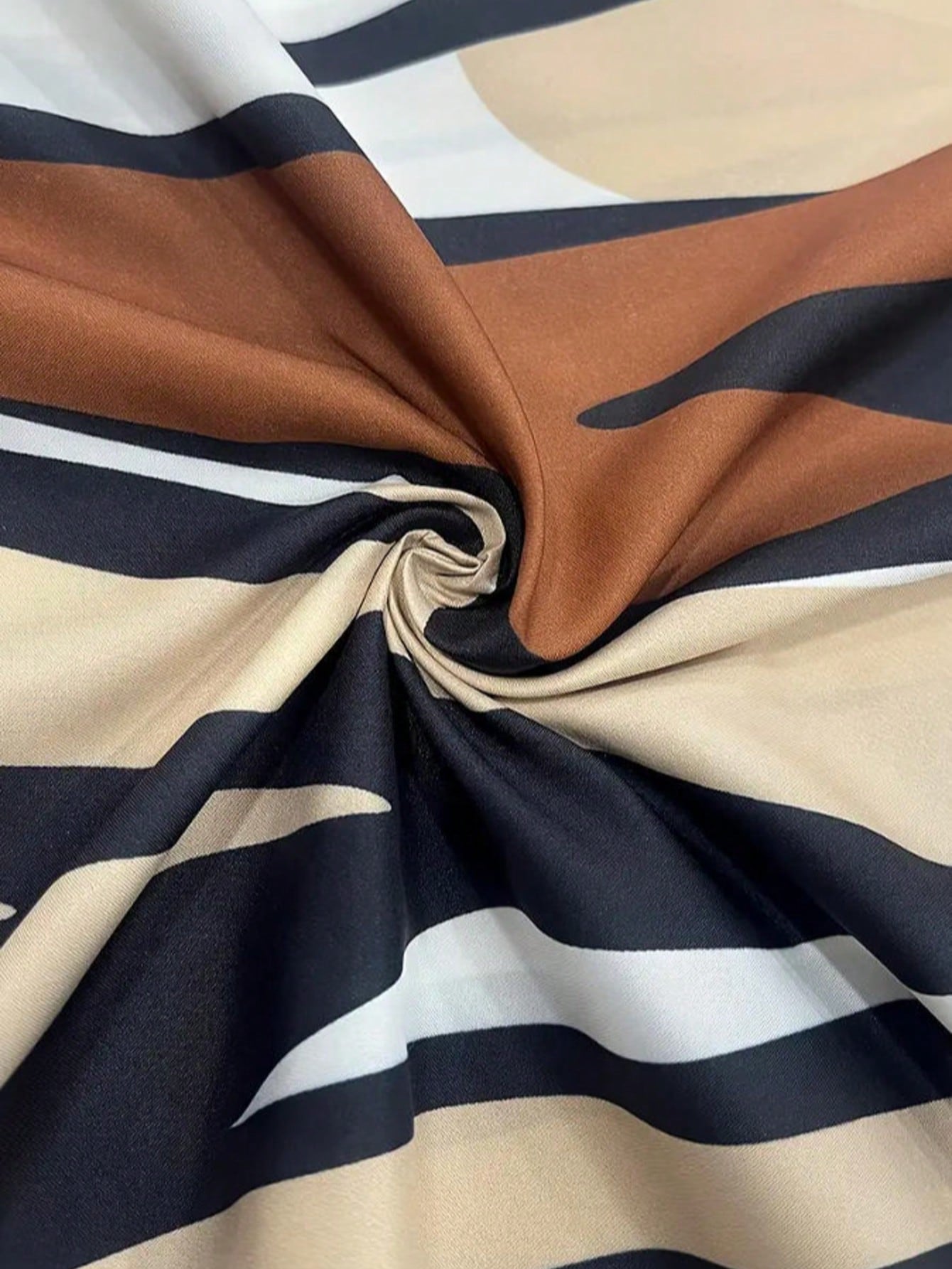 1pc Women's Elegant Color Block Striped Casual Dress, Geometric Print, Round Neck Long Sleeve Elastic Waist, Suitable For Parties, Weddings, Vacations, Daily Wear, Spring/Autumn Black