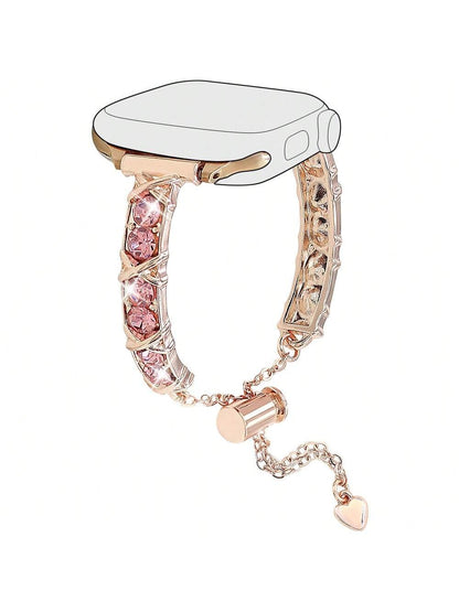 1pc Women's New Rhinestone Metal Strap, Compatible With Apple Smartwatch Band, Decorative Bracelet