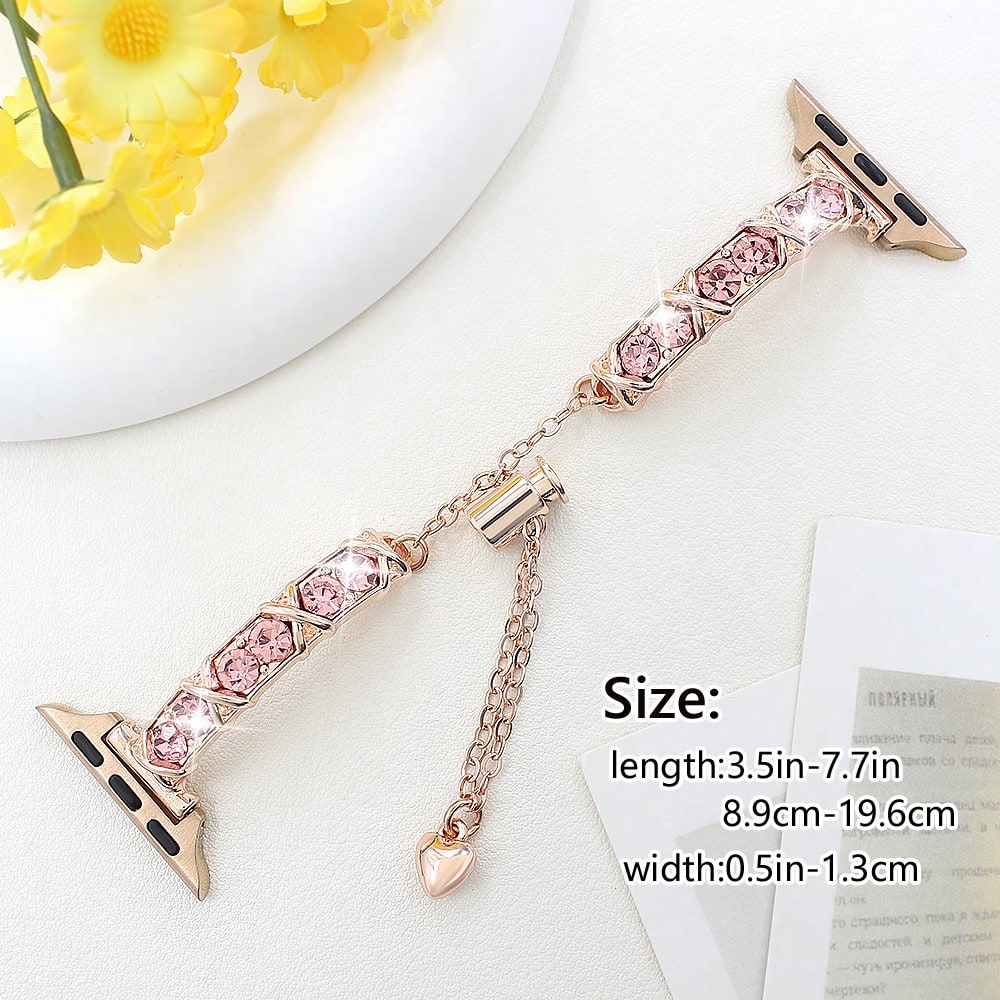 1pc Women's New Rhinestone Metal Strap, Compatible With Apple Smartwatch Band, Decorative Bracelet