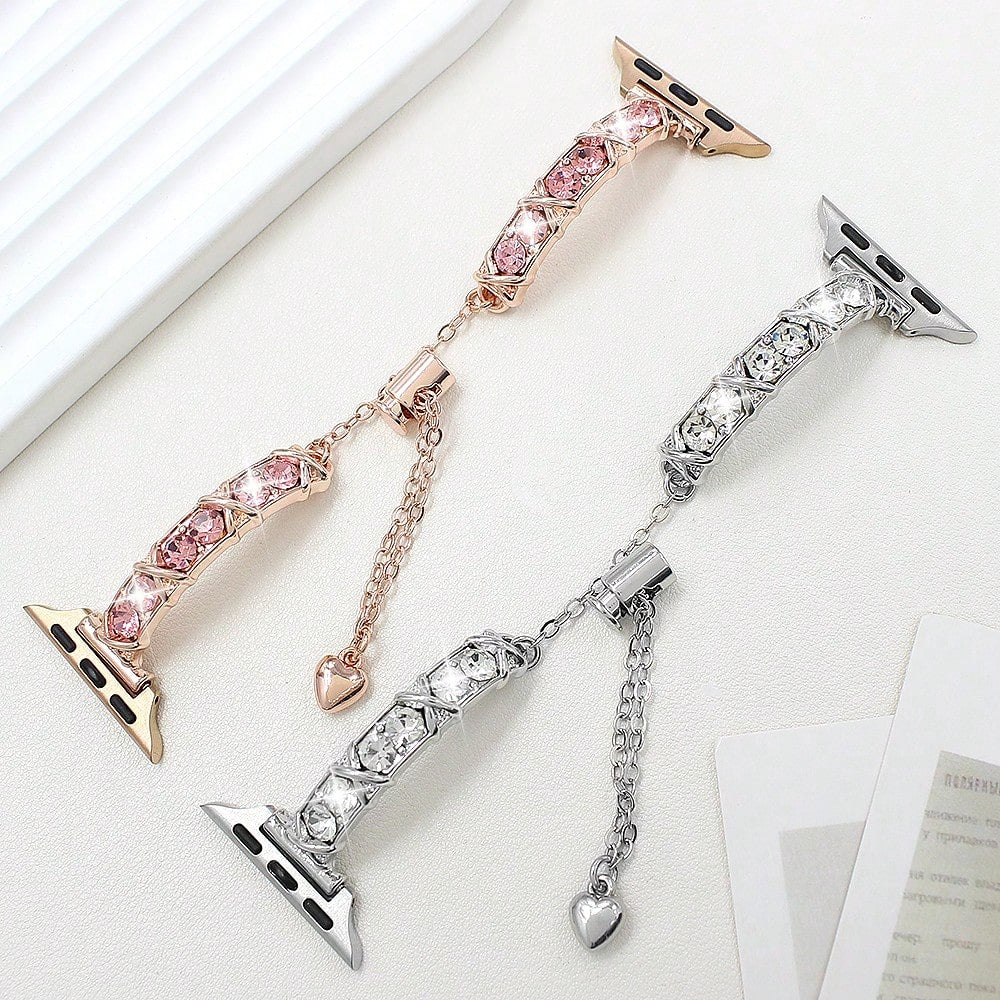 1pc Women's New Rhinestone Metal Strap, Compatible With Apple Smartwatch Band, Decorative Bracelet