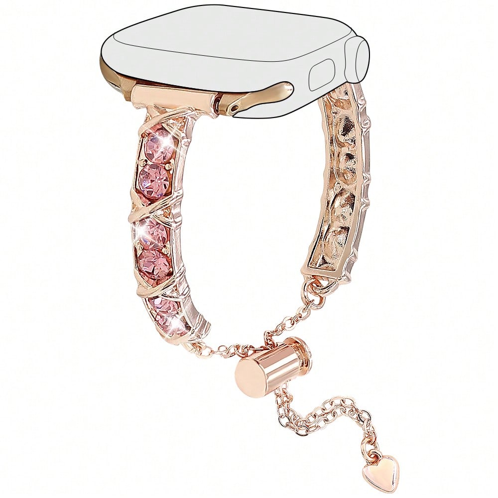 1pc Women's New Rhinestone Metal Strap, Compatible With Apple Smartwatch Band, Decorative Bracelet